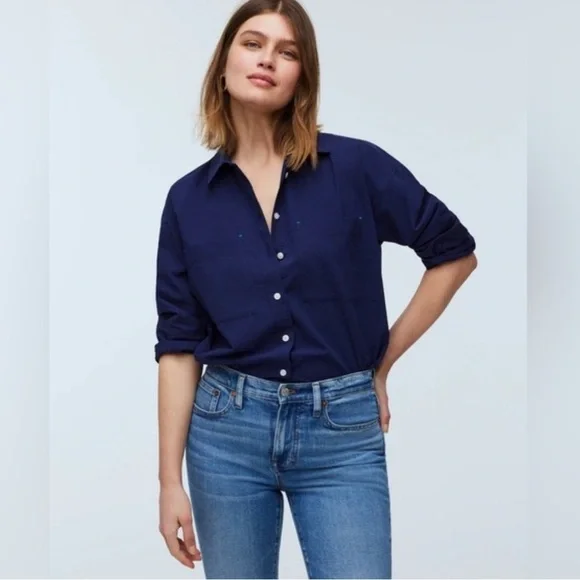 Madewell Blue Button Down Long Sleeve, Fits a 31” Bust, Women’s Size XXS (000) - Picture 1 of 5